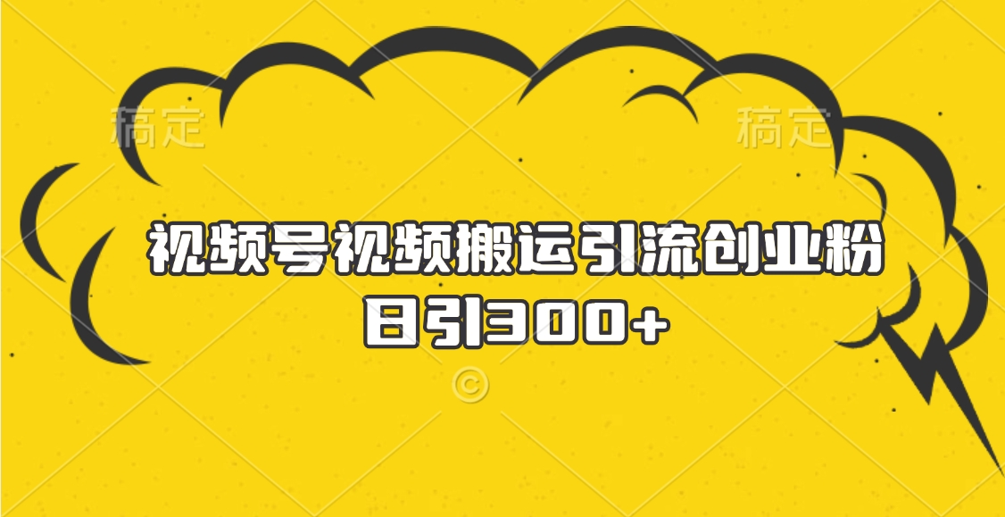 视频号视频搬运引流创业粉，日引300+-青创网