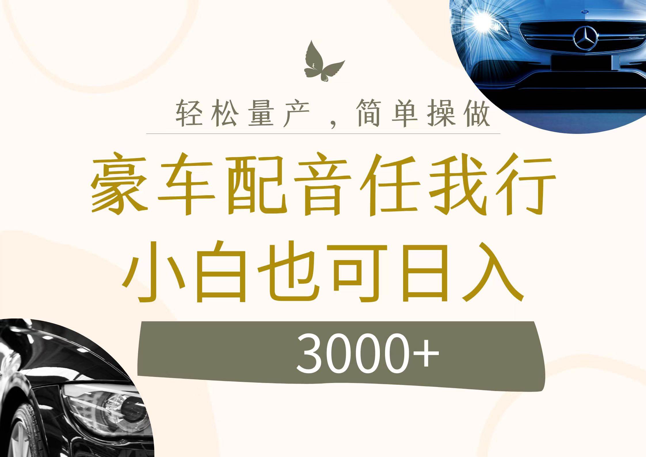 不为人知的暴力小项目，豪车配音，日入3000+-青创网