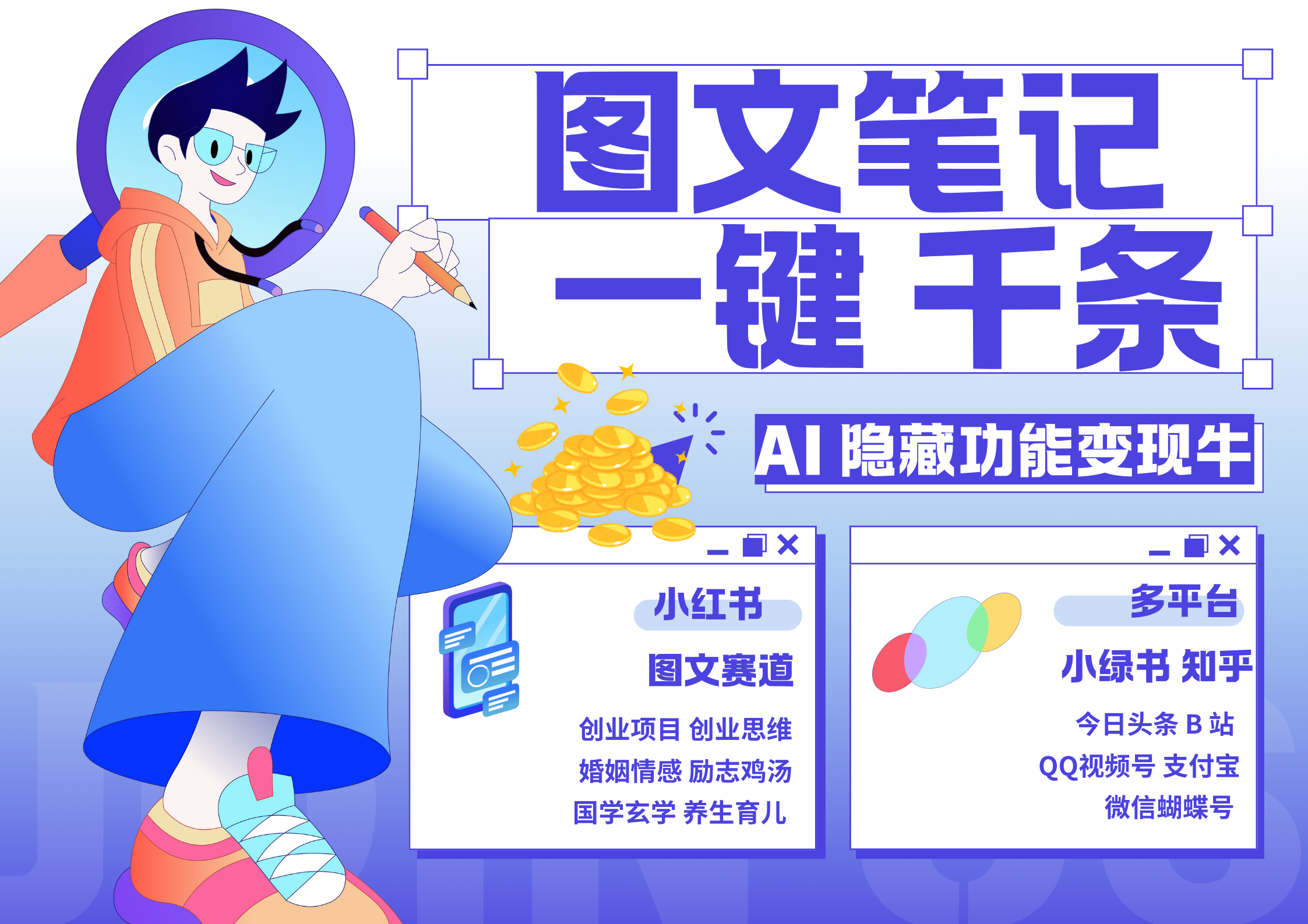 小红书小绿书 秒生图文一键千条 轻松变现3W+-青创网
